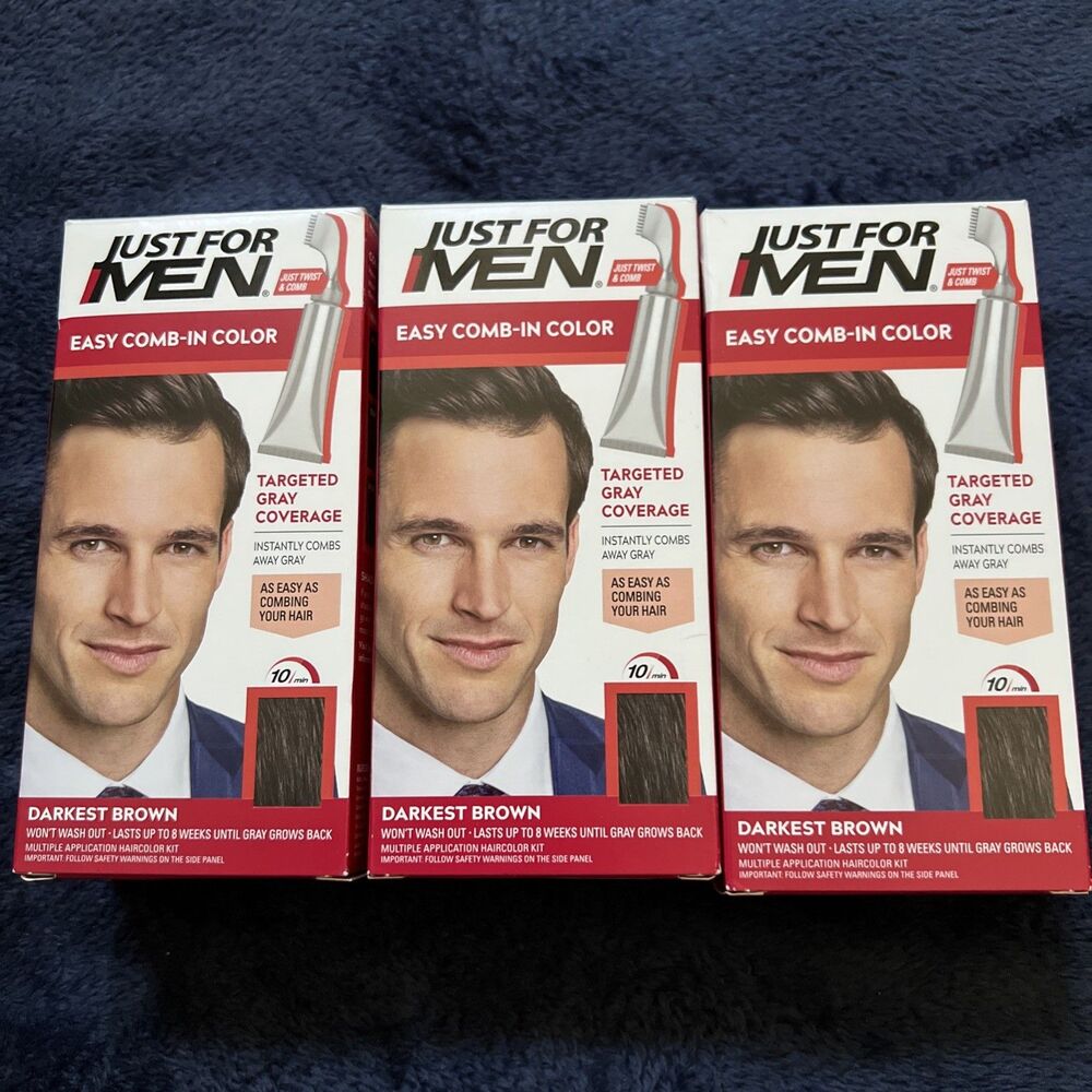 Just For Men Easy Comb-In Color Mens Hair Dye Darkest Brown A-50